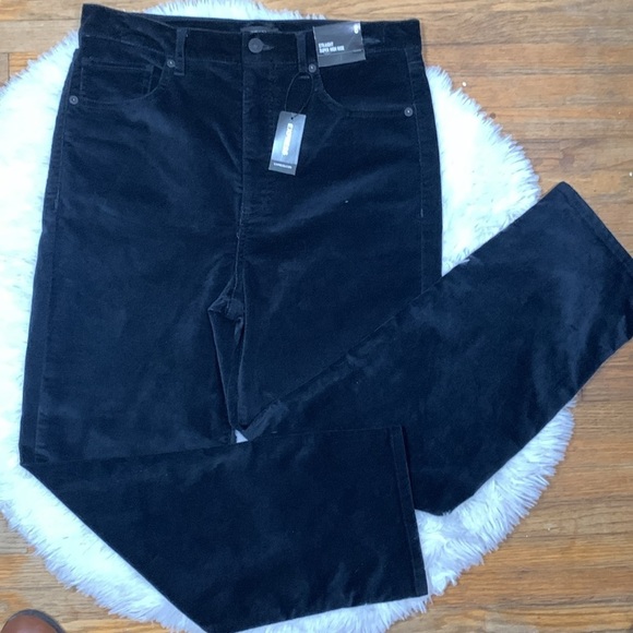 Express Black Velvet Super High Rise Straight Pant- NWT - Picture 10 of 16